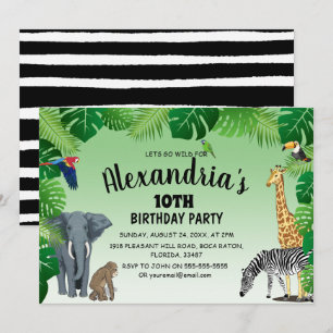 Convites Festa de Aniversário Infantil Safari de Animais da