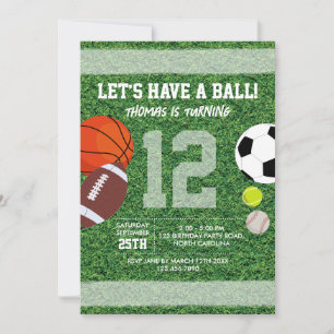 Convites Festa de Aniversário Infantil Tema Bola Atlética E