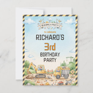Convites Festa de Aniversário Infantil Tema Construção Engr