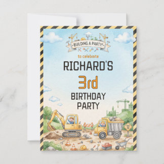 Convites Festa de Aniversário Infantil Tema Construção Engr