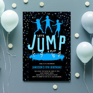 Convites Festa de Aniversário Infantil Trampoline Kids Azul