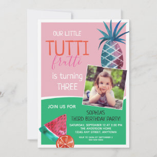Convites Festa de Aniversário Infantil Tutti Frutti