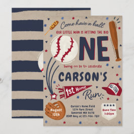 Convites Festa de aniversário inicial da rua Baseball 1