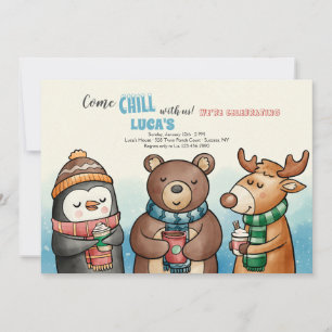 Convites Festa de aniversário Inverno de Amigos Animais