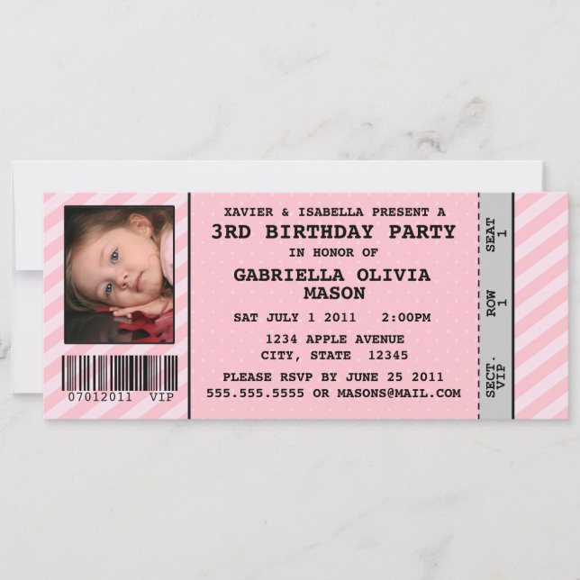 Convites Festa de aniversário Inviation do estilo do (Frente)