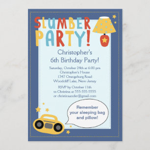 Convites Festa de aniversário Inviation do Sleepover dos