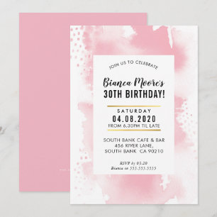 Convites FESTA DE ANIVERSÁRIO INVITE aquarela moderna rosa 
