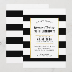 Convites FESTA DE ANIVERSÁRIO INVITE faixa negra mínima mod