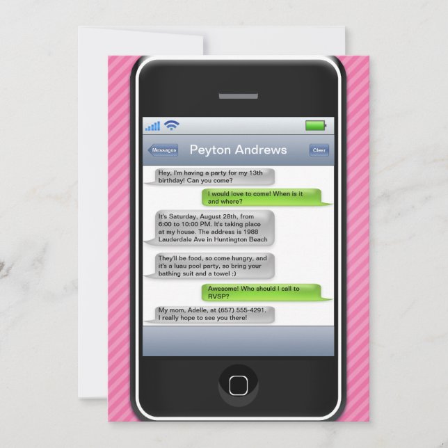 Convites Festa de aniversário iParty telefone esperto (Frente)