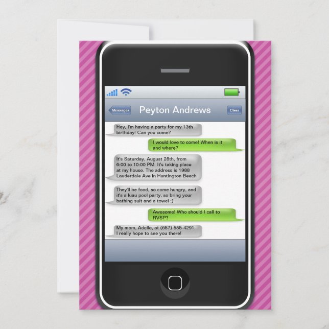 Convites Festa de aniversário iParty telefone esperto (Frente)