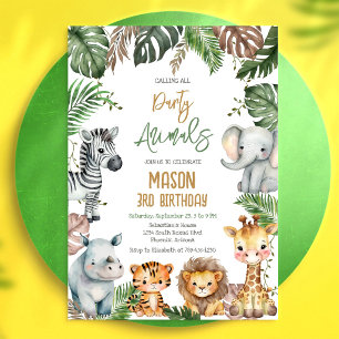 Convites Festa de Aniversário Jungle Safari para Animais de