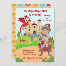 Convites Festa de aniversário Knight Boy do Dragão