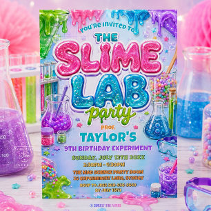 Convites Festa de Aniversário Laboratório de Ciências Slime