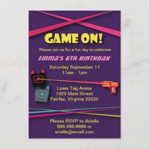 Convites Festa de aniversário Laser da Menina