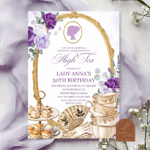 Convites Festa de aniversário Lilac Purple Regency High Tea