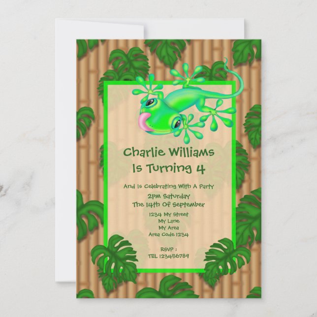 Convites Festa de aniversário Lizard (Frente)