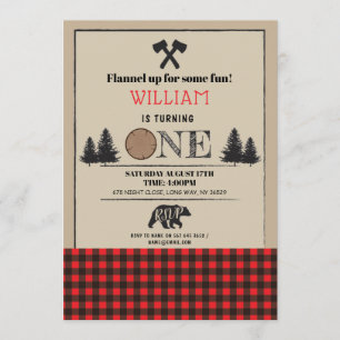 Convites Festa de aniversário Lumberjack ONE First 1 rua Re