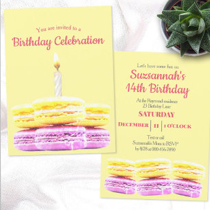 Convites Festa de Aniversário Macaron Cookie Personalizado