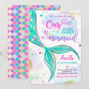 Convites Festa de Aniversário Mágica da Sereia Debaixo do M