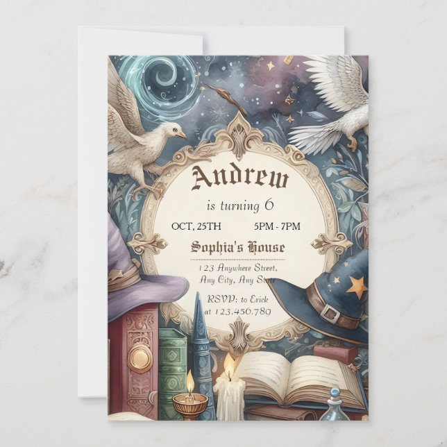 Convites Festa de aniversário mágica de Assistentes Persona (Frente)