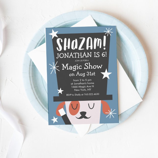 Convites Festa de aniversário mágica fofa de espetáculo de  (Criador carregado)