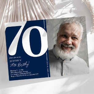 Convites Festa de aniversário marinho 70 Blue Photo