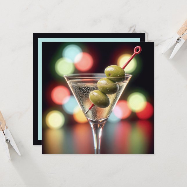 Convites Festa de aniversário Martini Glass (Frente/Verso In Situ)