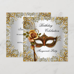 Convites Festa de Aniversário Máscara Dourada de Mascarada