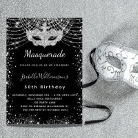 festa de aniversário mascarada preta de brilho pra