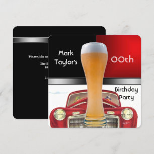 Convites Festa De Aniversário Masculina Vermelha Cerveja Ca