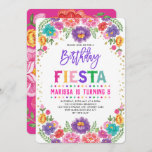 Convites Festa de aniversário Média de Fiesta Nacho Floral<br><div class="desc">Fiesta Birthday Invitation Apresentando vibrantes flores de aquarela mexicanas inspiradas e falsos confetti de ouro</div>