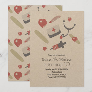 Convites Festa de aniversário Médica Padrão Médico Kraf