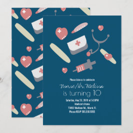 Convites Festa de aniversário Médica Padrão Médico Rosa