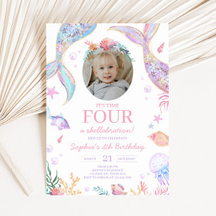 Convites Festa de aniversário Mermaid Tail Sea