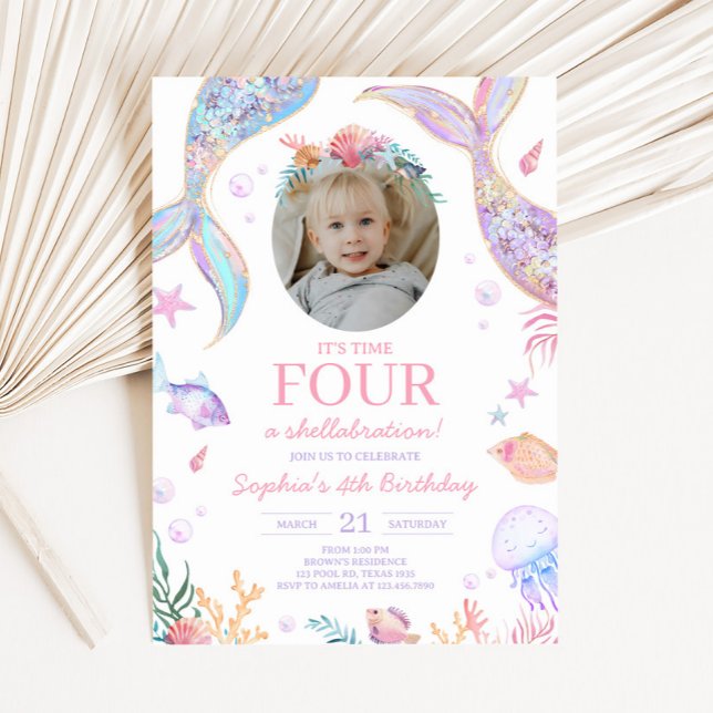 Convites Festa de aniversário Mermaid Tail Sea (Mermaid Tail Birthday Party Invitation)