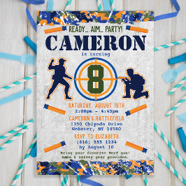 Convites Festa de Aniversário Militar Dart Dart Camuflado S