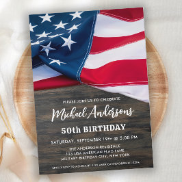 Convites Festa de aniversário Militar Patriótica Americana