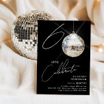 Convites Festa de aniversário mínima de 60ª Bola Disco<br><div class="desc">Celebrar o marco de virar 60 com nosso Convite de aniversário chic e minimalista 60º! Este convite define o palco para uma celebração memorável, com os números '60' com uma reviravolta única - o '0' é uma bola de disco cintilante, brilhando no nosso fundo negro de tendências. O modelo moderno...</div>