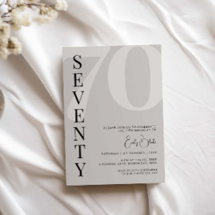 Convites Festa de aniversário mínima de Beige Setenta