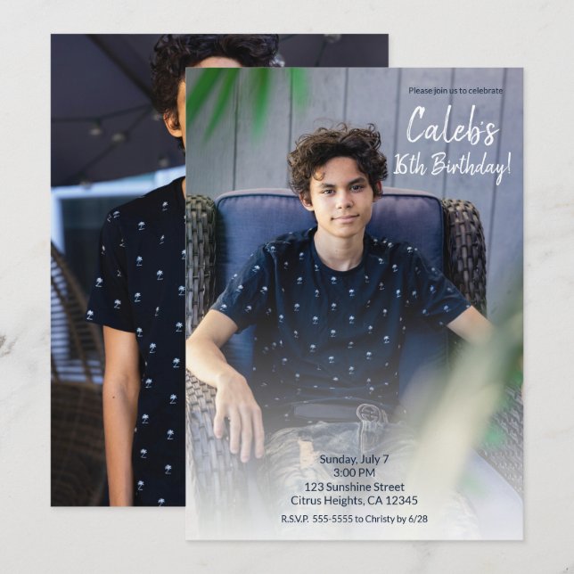 Convites Festa de Aniversário Mínima Foto Fotografia  (Frente/Verso)