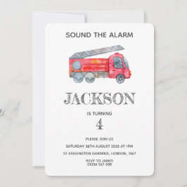 Convites Festa de aniversário Mínima Moderna de Bombeiros