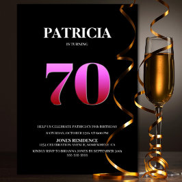 Convites Festa de aniversário Mínima Preta e Rosa