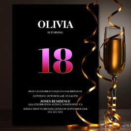 Convites Festa de aniversário Mínima Preta e Rosa 18