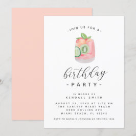 Convites Festa de aniversário Minimalista de Cocktail de Aq