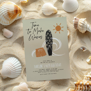 Convites Festa de Aniversário Moderna de Praia para Adultos