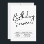 Convites Festa de aniversário Moderna para Adultos / Convit<br><div class="desc">Celebre seu dia especial com este simples na moda 60º convite de aniversário. Este design apresenta um script de pincel "Birthday Soiree" com um layout limpo na combinação de cores preto e branco. Você pode personalizar o texto para qualquer aniversário de etapa ( 40, 50, 70, 80 etc.). Mais designs...</div>