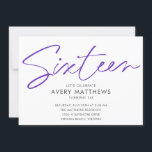 Convites Festa de aniversário Moderno Sweet 16 de Script Ro<br><div class="desc">Convite de aniversário Blush Pink Script Modern Sweet 16 - Tipografia de script rosa-rosa moderna,  robusta,  robusta,  com todos os detalhes importantes da celebração. A foto da aniversariante está na parte de trás do convite. Tão chique.</div>