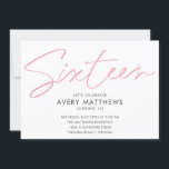 Convites Festa de aniversário Moderno Sweet 16 de Script Ro<br><div class="desc">Convite de aniversário Blush Pink Script Modern Sweet 16 - Tipografia de script rosa-rosa moderna,  robusta,  robusta,  com todos os detalhes importantes da celebração. A foto da aniversariante está na parte de trás do convite. Tão chique.</div>