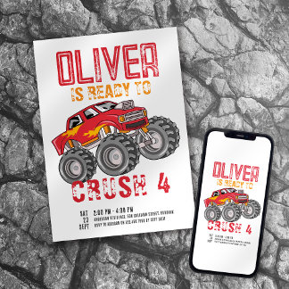 Convites Festa de aniversário Monster Truck