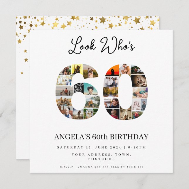 Convites festa de aniversário Montag, 60 anos (Frente/Verso)